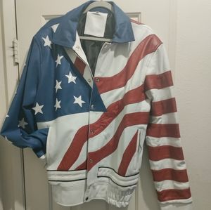 Men's vegan leather Stars and stripes jacket XL